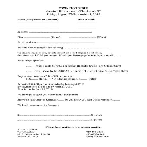 Reservation Form