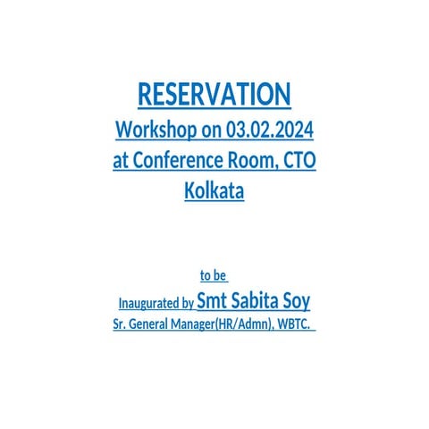 RESERVATION PPT ROSTER DATA PRESENTATION | PPT