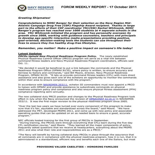 Reserve force weekly 17 october 2011