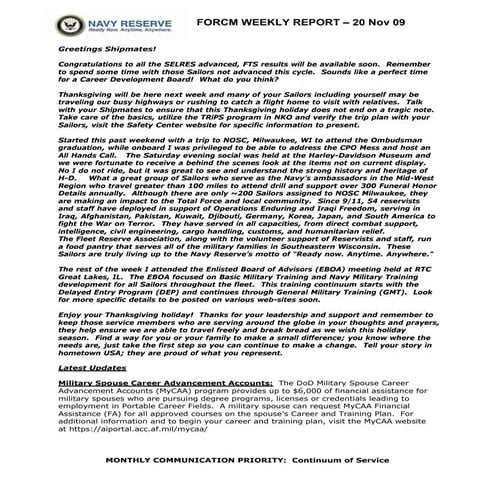 Reserve Force Weekly20 Nov 09