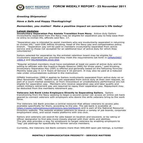 Reserve Force Weekly 23 November 2011