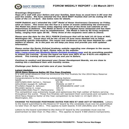 Reserve force weekly 25 march 2011