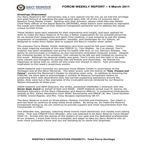 Reserve force weekly 4 march 2011