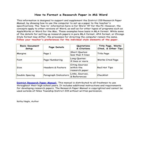 Resesarch paper format