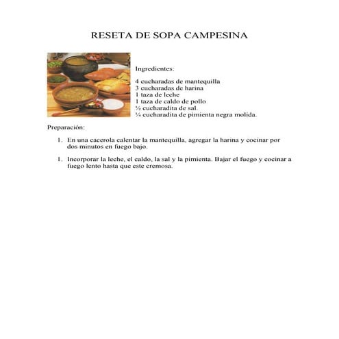 Reseta de sopa campesina