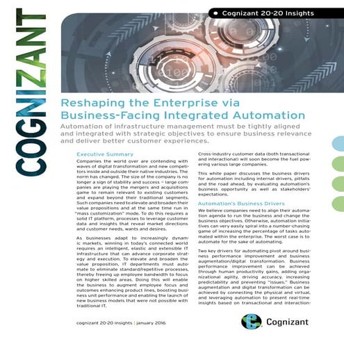 Reshaping the Enterprise via Business-Facing Integrated Automation
