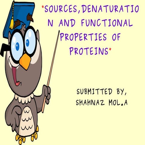 Protien- Sources, Denaturation & Functional Properties