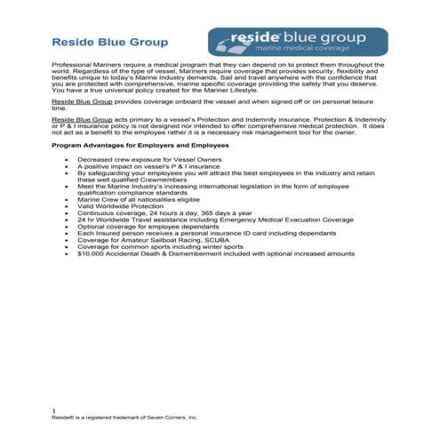 Reside Blue Group: A Marine Medical Insurance While Traveling