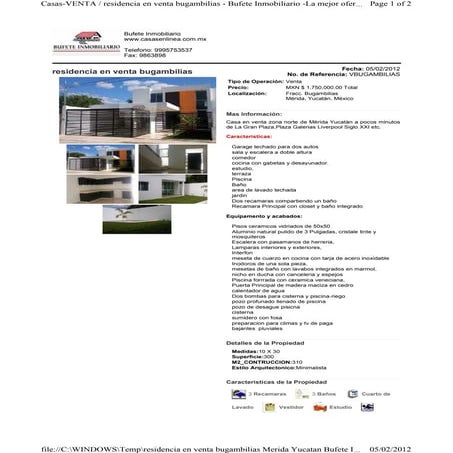 Residencia en venta bugambilias merida yucatan bufete inmobiliario www.casase...
