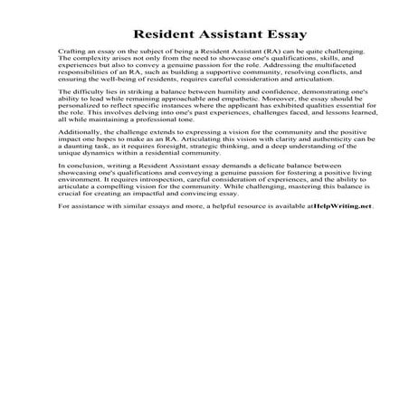 Resident Assistant Essay. Resident Assistant Assignment PPT | PDF ...