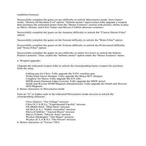 Resident evil 5 cheat codes guide