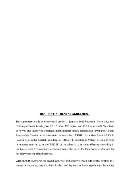 Rental agreement | PDF