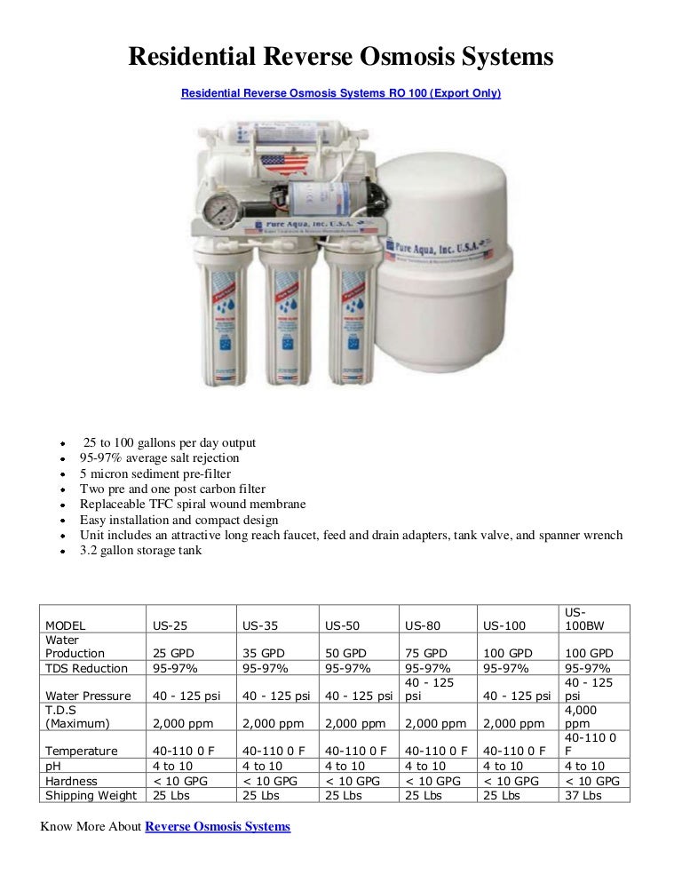Residential Reverse Osmosis Systems