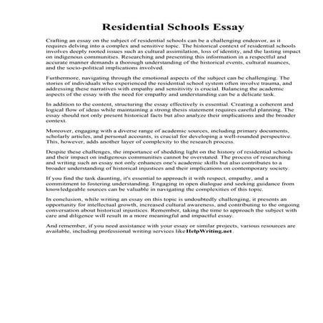Residential Schools Essay. Residential school essay conclusion