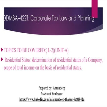 Residential status of an assesses and scope of total income