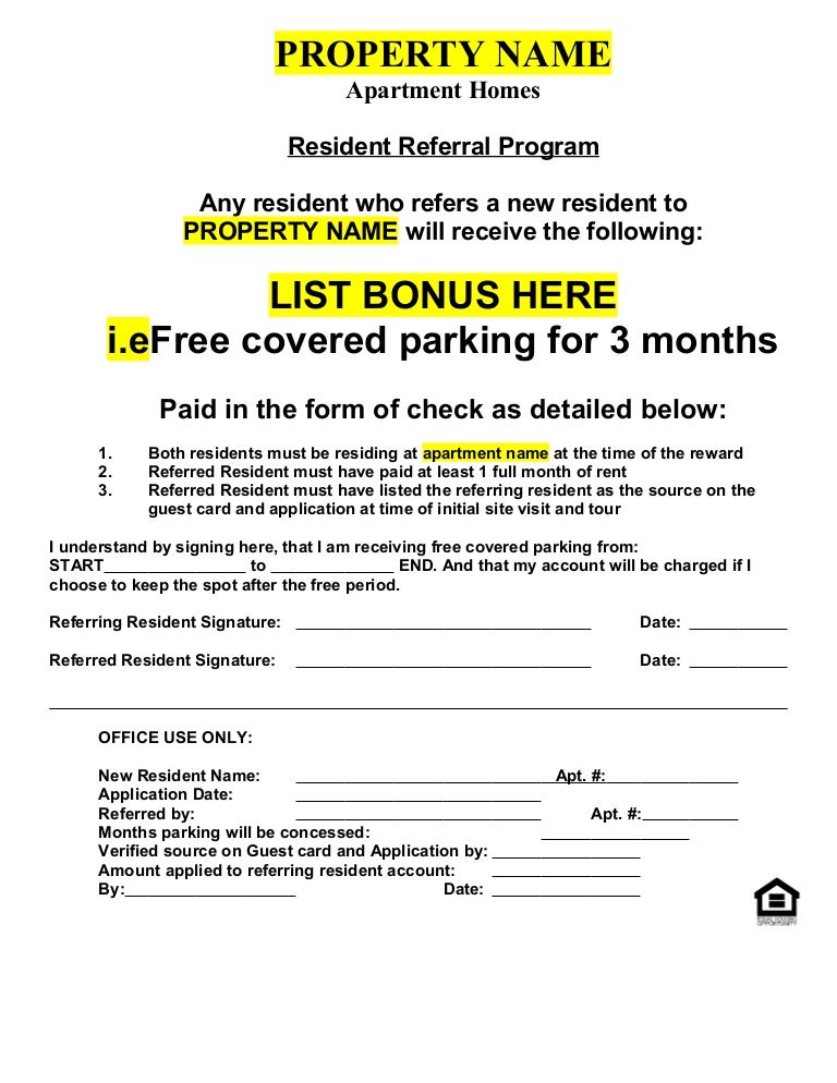 resident referral form non