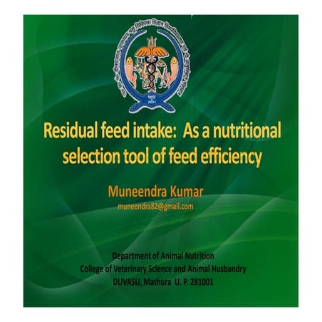 Residual feed intake...muneendra kumar