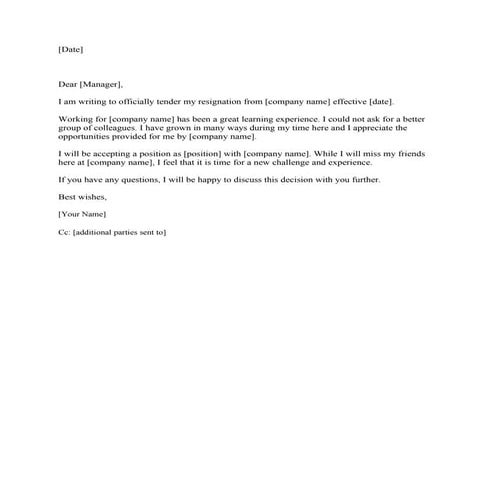 Resignation Letter Due To Sickness