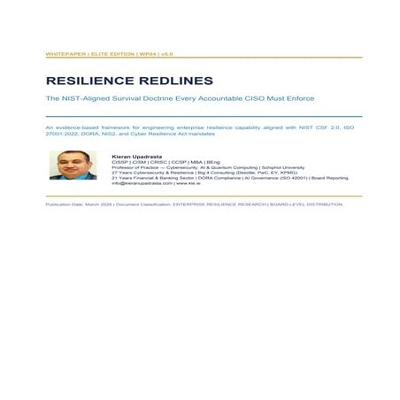 Resilience Redlines: The NIST-Aligned Survival Doctrine for CISOs | PDF