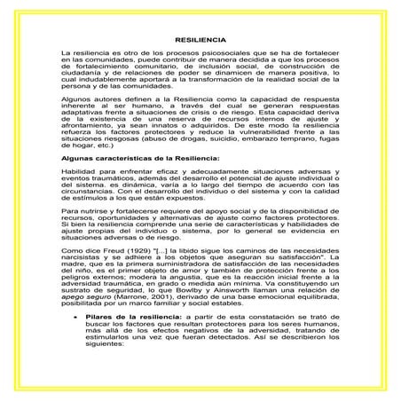 Resiliencia tyrabajo dos intervenccion en la comunidad