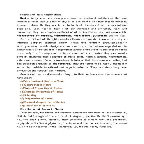 Resin combinations lecture notes 