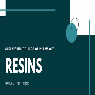 Resins Pharmacognosy & Phytochemistry II