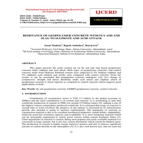 Resistance of geopolymer concrete