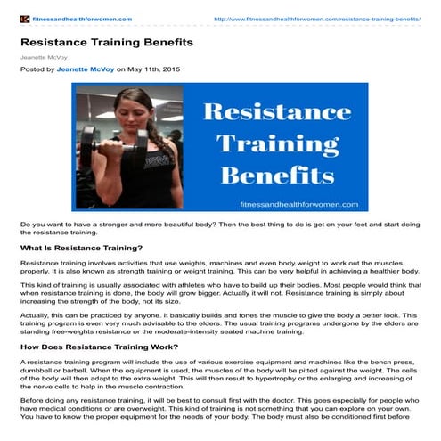 Resistance training benefits