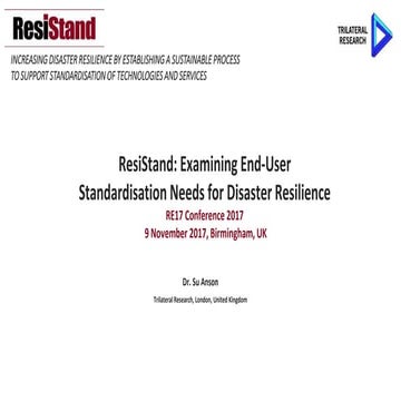 Examining End-User Standardisation Needs for Disaster Resilience