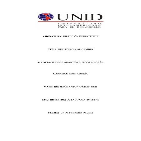 Resistencia al cambio. dirección estratégica.