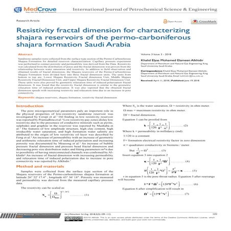 Resistivity fractal dimension for characterizing shajara reservoirs of the pe...