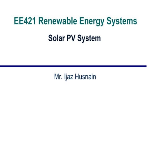 Res lecture 11 solar pv