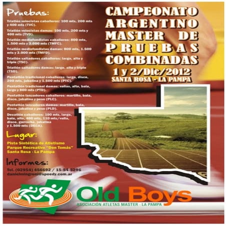 Resultados Campeonnato Argentino Master de Pruebas Combinadas - La Pampa 2012