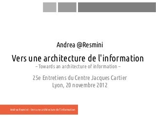 Vers une architecture de l'information