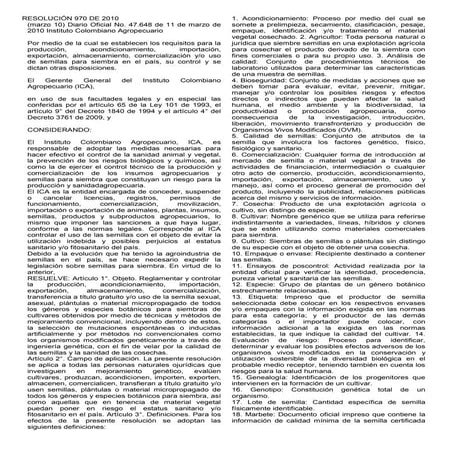 Resolución 970 de 2010