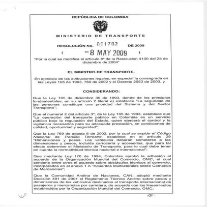 Resolución 1782 de 2009
