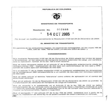 Resolución 2888 de 2005