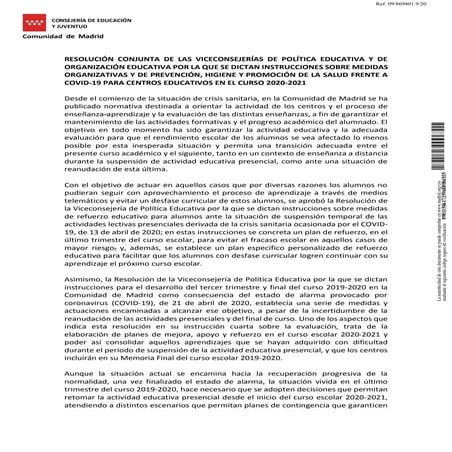 Resolución conjunta Comunidad de Madrid.