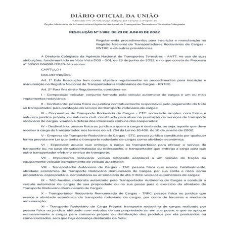 RNTRC passa a ter validade indeterminada a partir de 1º de Setembro