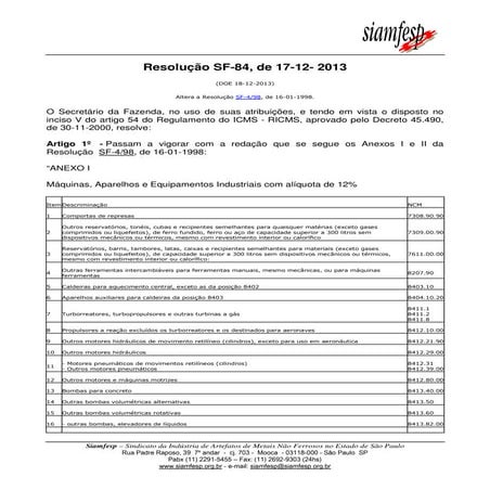 Resolução SF 84/2013