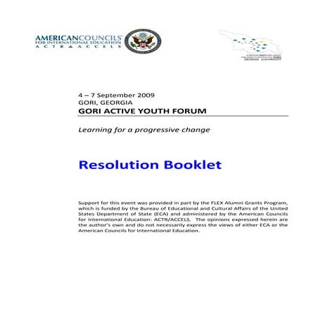Gori Active Youth Forum - Resolution Booklet