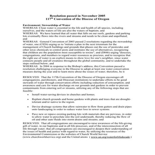 Resolution On Global Warming Action - Community Christian Church, Tempe, Ariz...