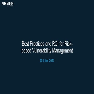 Best Practices and ROI for Risk-based Vulnerability Management