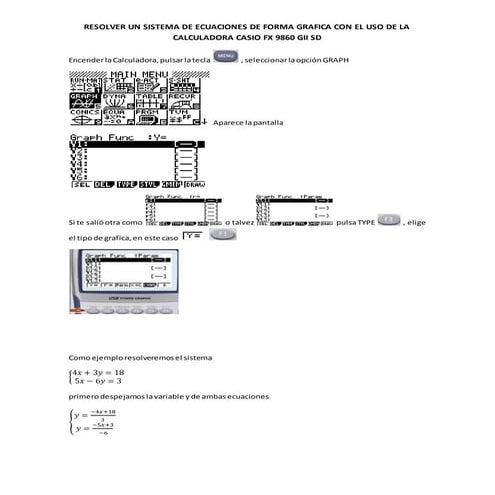 Resolver sistemas de ecuaciones con la Calculadora fx 9860 GII | DOCX