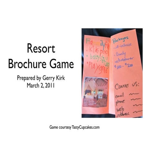 Resort brochure game
