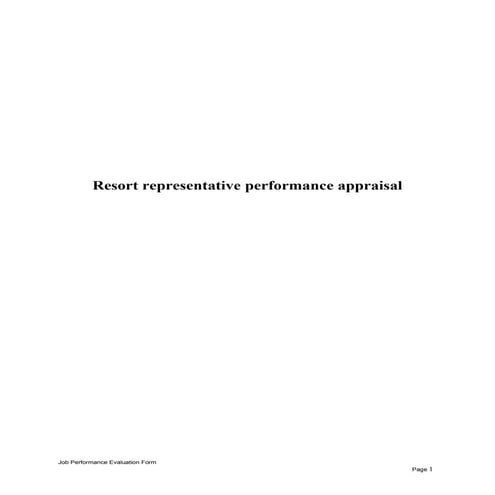 Resort representative performance appraisal
