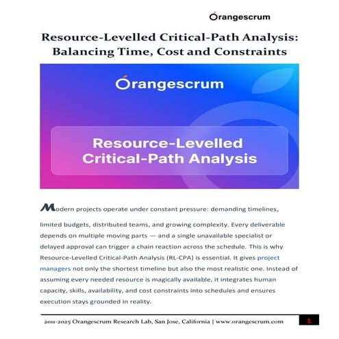 Resource-Levelled Critical-Path Analysis Balancing Time, Cost and Constraints