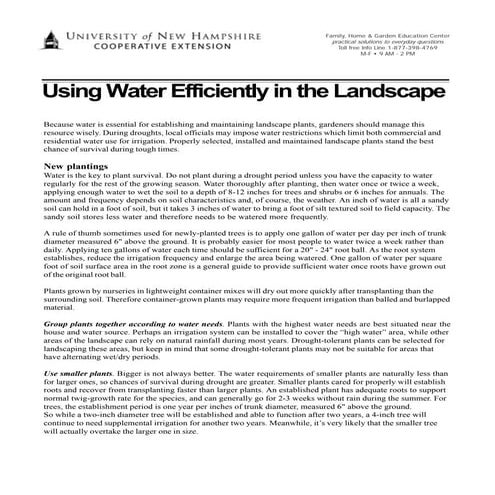 Using Water Efficiently in the Home Landscape - University of New Hampshire