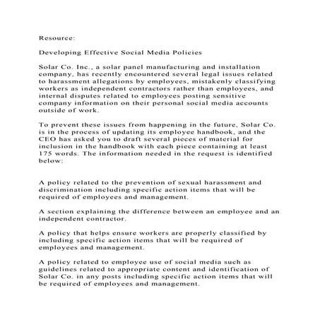 ResourceDeveloping Effective Social Media PoliciesSolar Co..docx