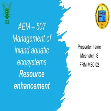 Resource enhancement  in Inland waterbodies